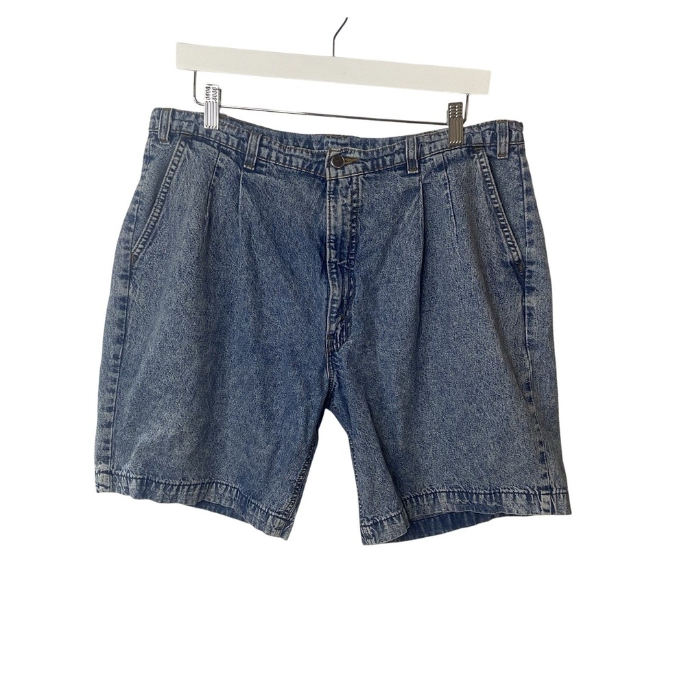 Levis SilverTab Vintage Acid Wash Pleated‎ Denim Shorts Mens 38 Blue 90s Baggy